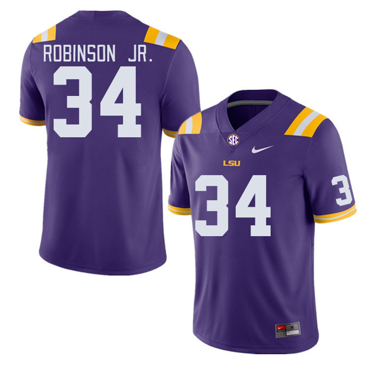 Men #34 Ryan Robinson Jr. LSU Tigers College Football Jerseys Stitched-Purple - Click Image to Close